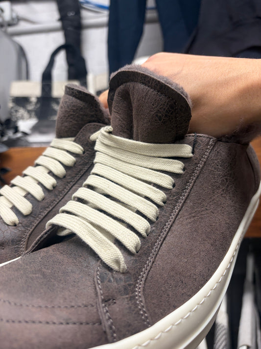 AW2025 Rick Owens DrkDust ‘Minimal Vintage Sneakers’ With Shearling Liner