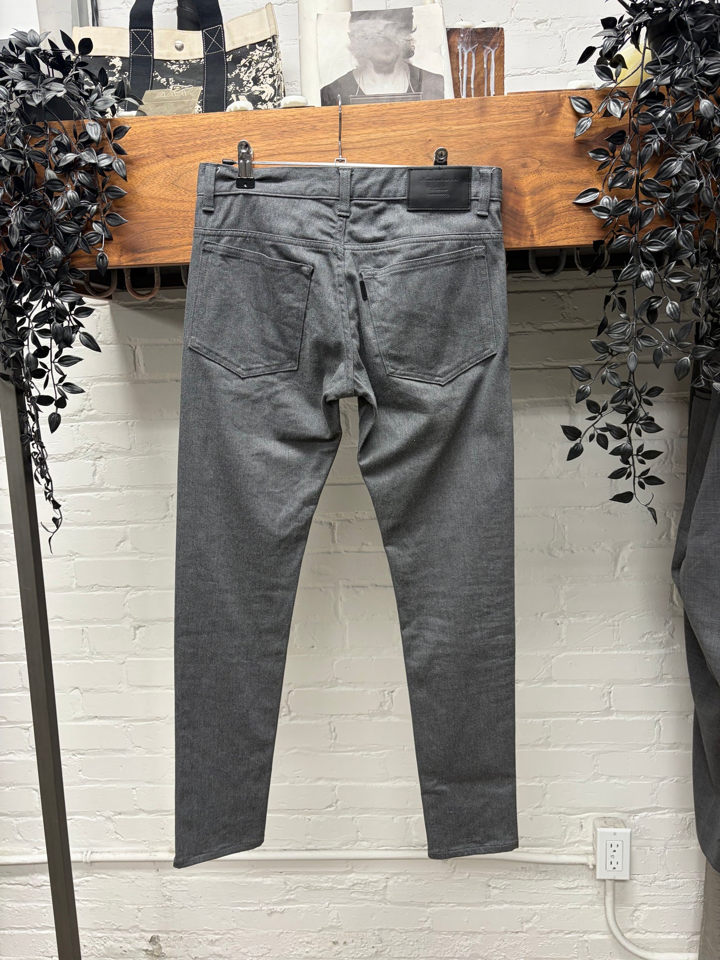 SS2014 Undercover ‘God Dog’ Embroidered Text Grey Skinny Jeans