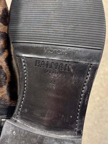 Balmain Pony-Hair ‘Leopard’ Print Side Zip Boots
