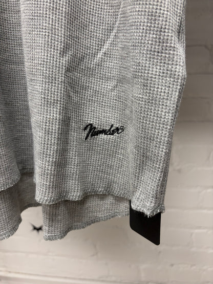 Number (N)ine Grey Henley Cotton ‘Fender Logo’ Short Sleeve Cotton T-Shirt