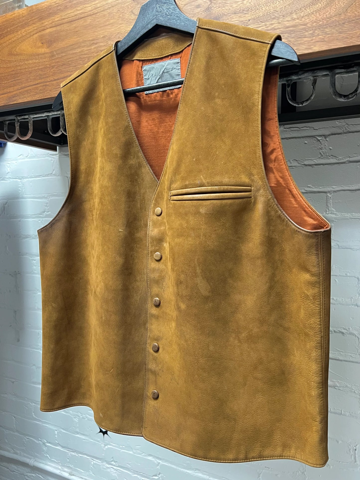 Vintage 80s Yohji Yamamoto Cowhide Suede Button Snap Vest