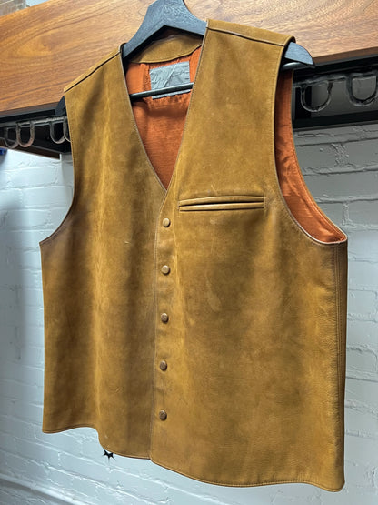 Vintage 80s Yohji Yamamoto Cowhide Suede Button Snap Vest