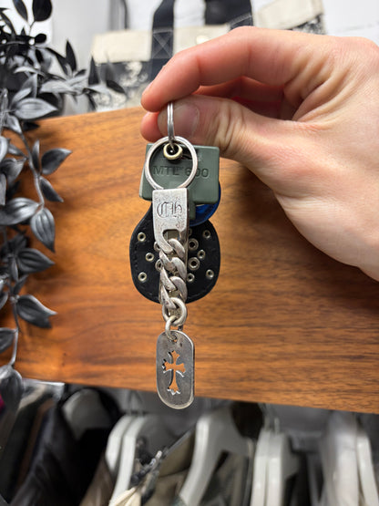 Vintage Chrome Hearts ‘Cross Cutout’ New 925 Silver Dogtag Keychain