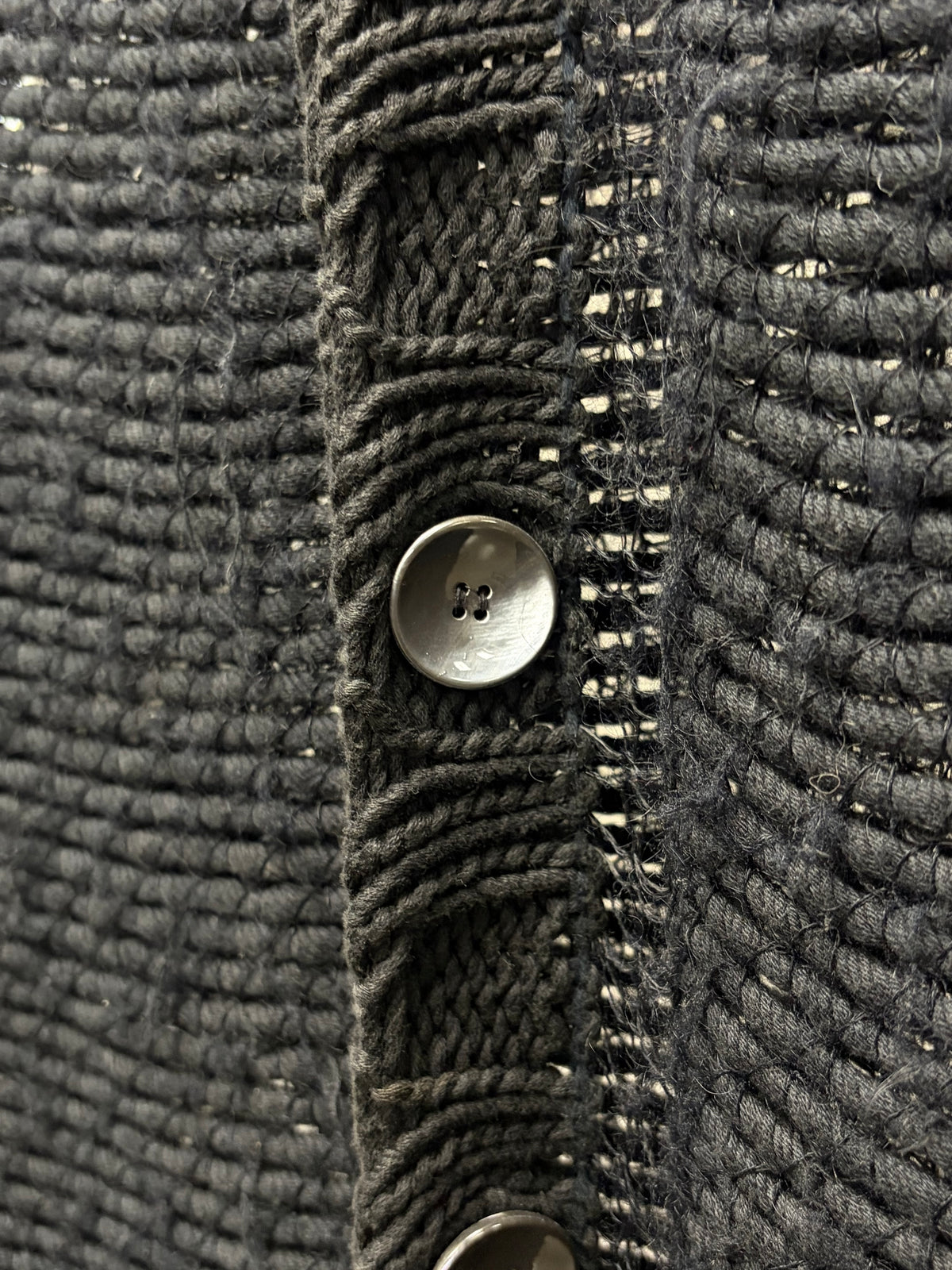 AW2003 Maison Martin Margiela ‘Big Button’ Distressed Sleeveless Cardigan