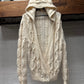 AW2020 Saint Laurent ‘Baja’ Cream Cable Knit Hooded Sweater