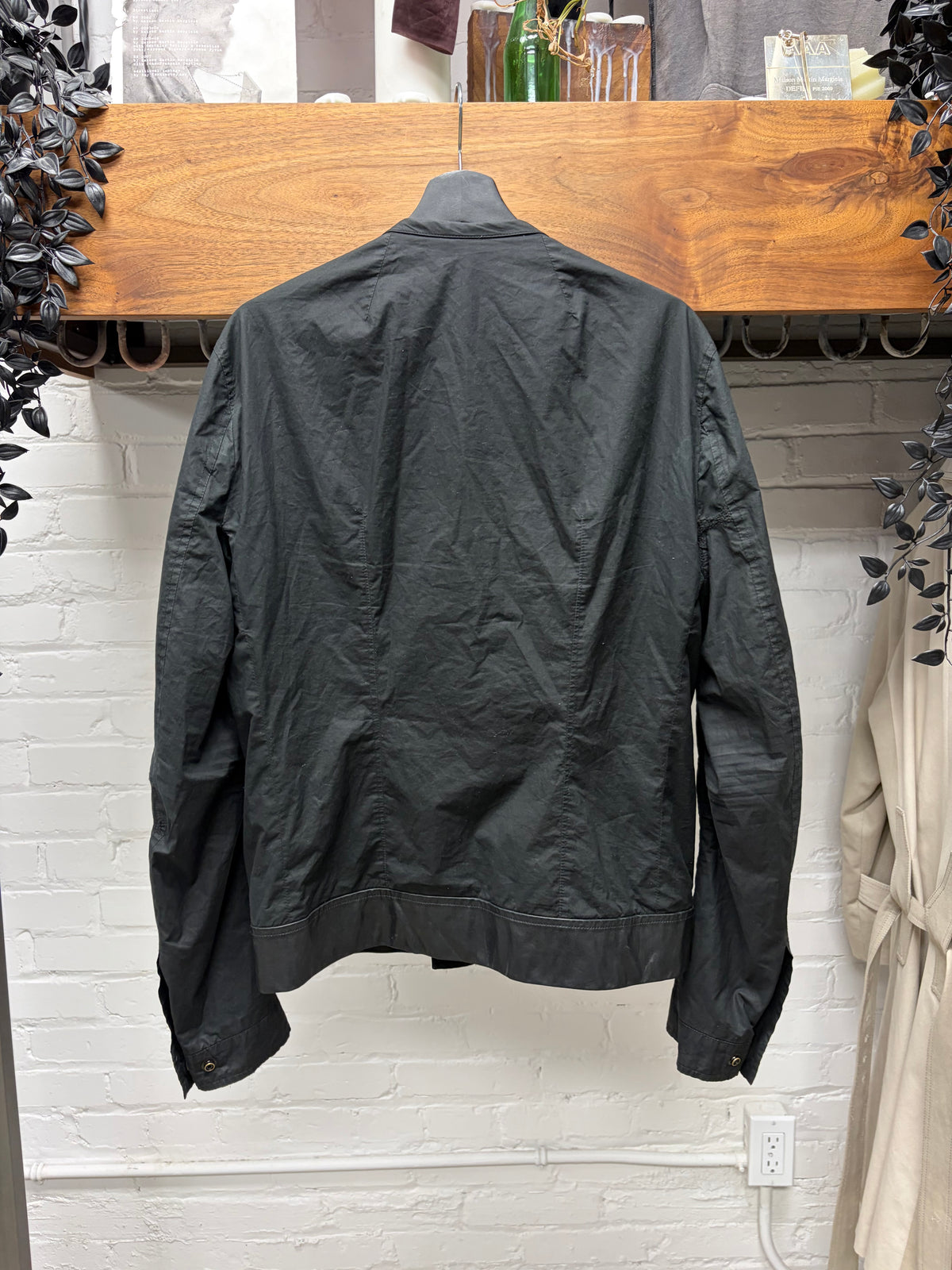 SS2006 Rick Owens ‘Tungsten’ Hybrid Leather/Cotton Black Cafe Racer Jacket