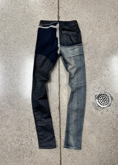 SAMPLE Rick Owens DRKSHDW Black/Blue Waxed ‘Tyrone’ Denim