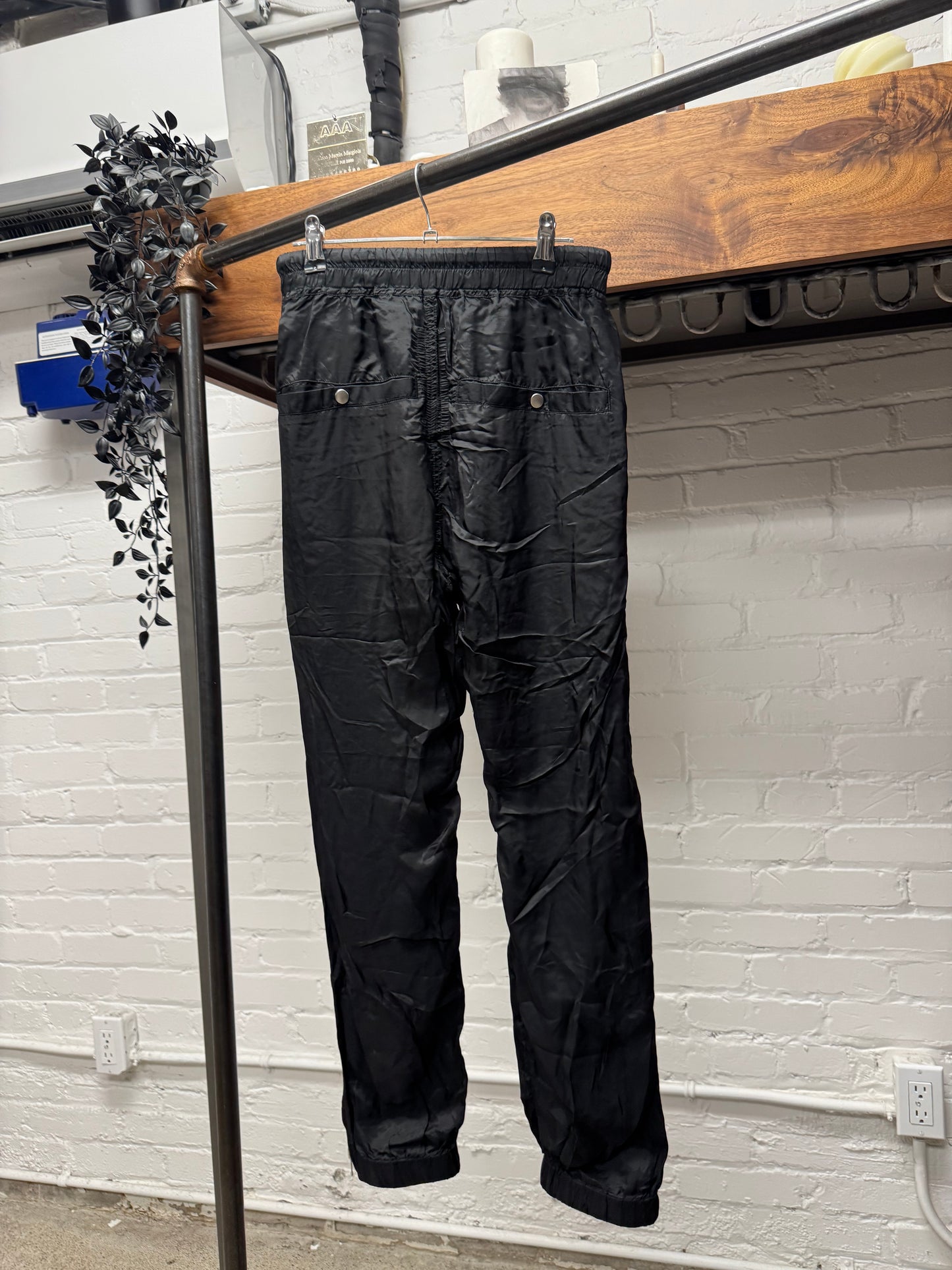 SS2021 Rick Owens ‘Phlegethon’ Black Satin Track Pants