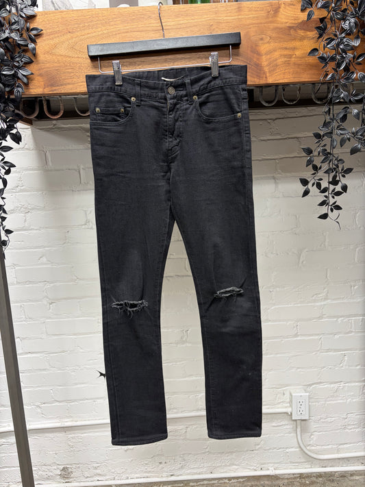 AW2014 Saint Laurent by Hedi Slimane ‘Crash’ Black Distressed Skinny Jeans