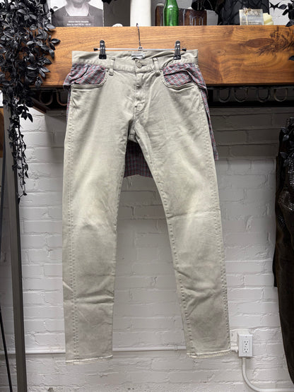 SS2012 Undercover ‘Openstrings’ Hybrid Grey Reconstructed Flannel Skinny Jeans