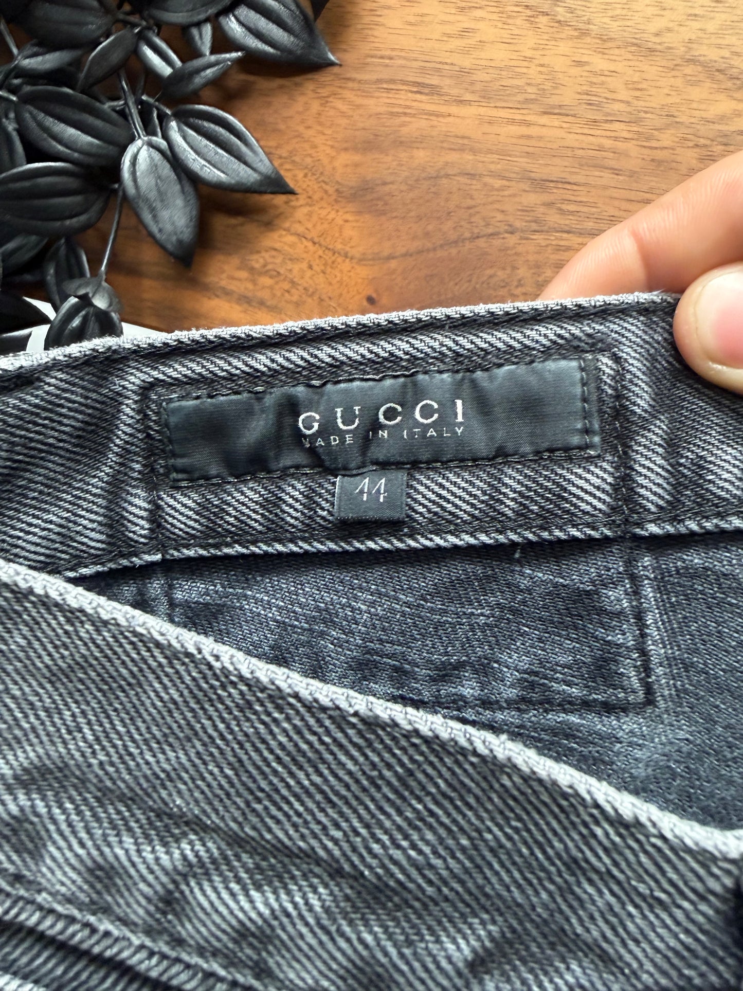 Gucci Faded Black ‘Jacron Striped Logo’ Skinny Jeans