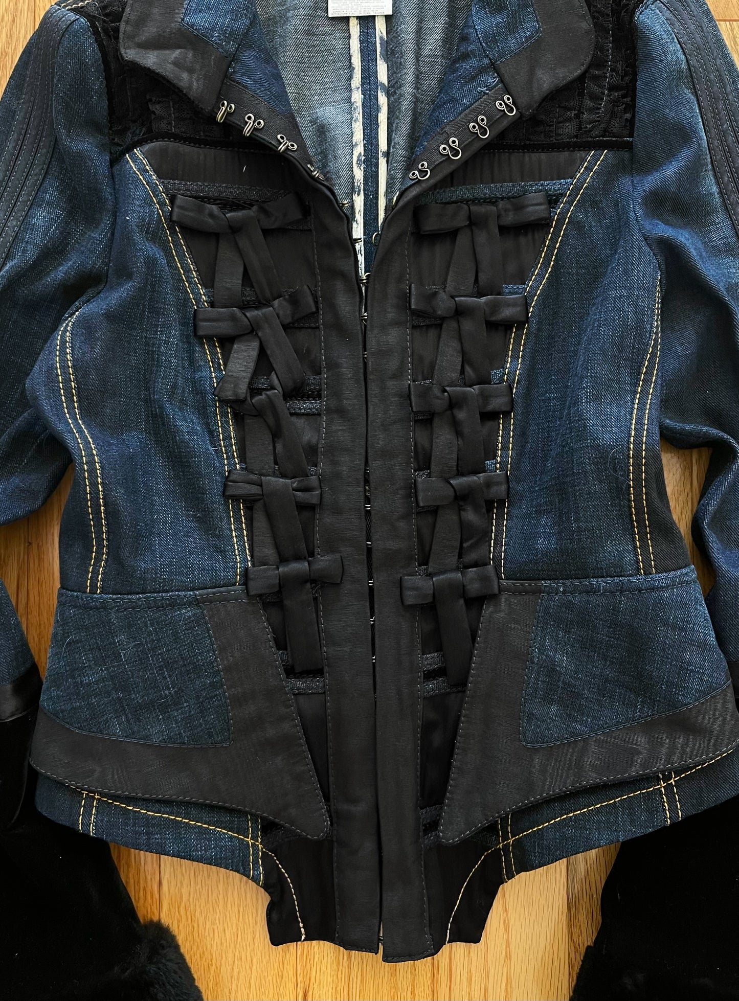 Early 2000’s Roberto Cavalli ‘Corset’ Bowstring Denim Jacket