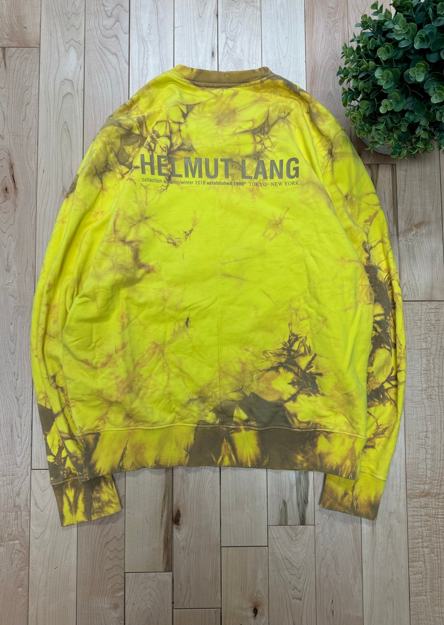 AW2018 Helmut Lang Dyed Yellow Logo Sweatshirt