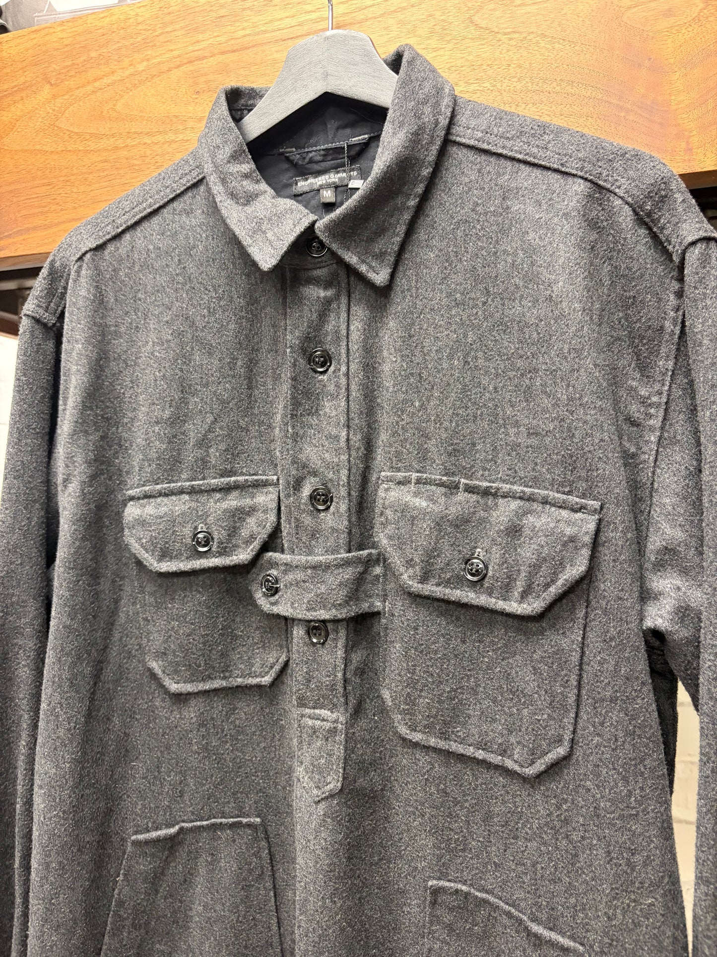 Engineered Garments Long Length Grey Wool Trench Coat