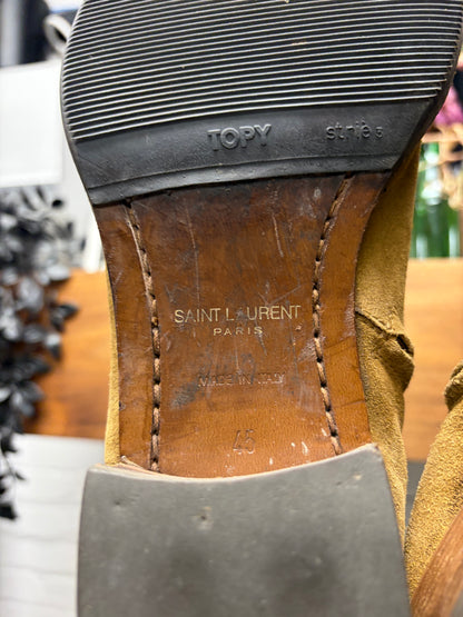 Saint Laurent Brown Suede 'Wyatt' Pointed Toe Chelsea Boots