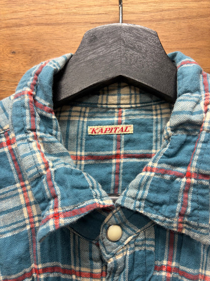 Kapital ‘Scruched’ Plaid Button Snap Western Detailed Shirt
