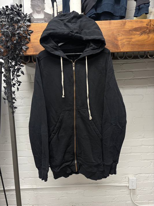 Rick Owens ‘Jason’ Black Cotton Zip-Up Hoodie