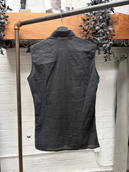 SS2002 Raf Simons ‘Woe Unto Those Who Spit on the Fear Generation’ Cutoff Button Up Shirt