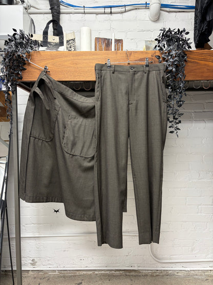 SS2025 Comme Des Garçons Homme Plus Skirted Layer Wool Wide Leg Trousers