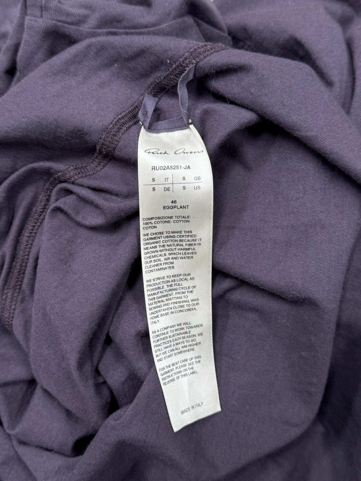 AW2021 Rick Owens ‘Gethsemane’ Eggplant Purple Layering Shirt