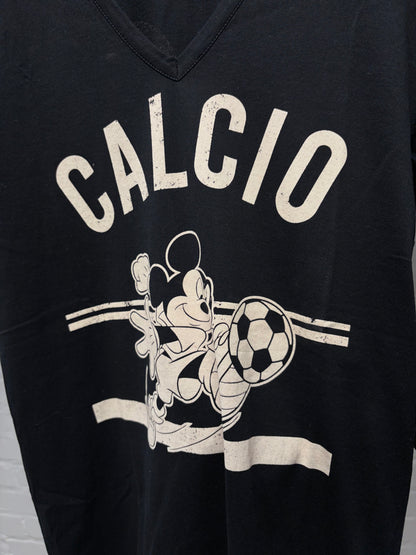 2000s Dolce & Gabbana ‘Mickey Mouse’ Black Cotton V-Neck Shirt