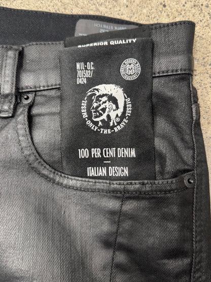 Diesel Waxed Black Slim/Skinny Zipper Denim