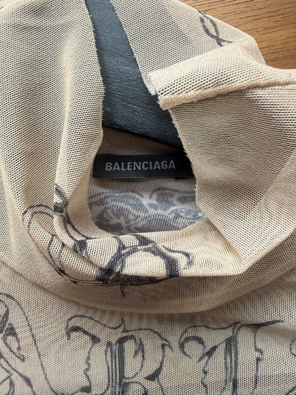 SS2024 Balenciaga ‘Tattoo’ Skin Tone Sheer Mesh Long Sleeve Shirt