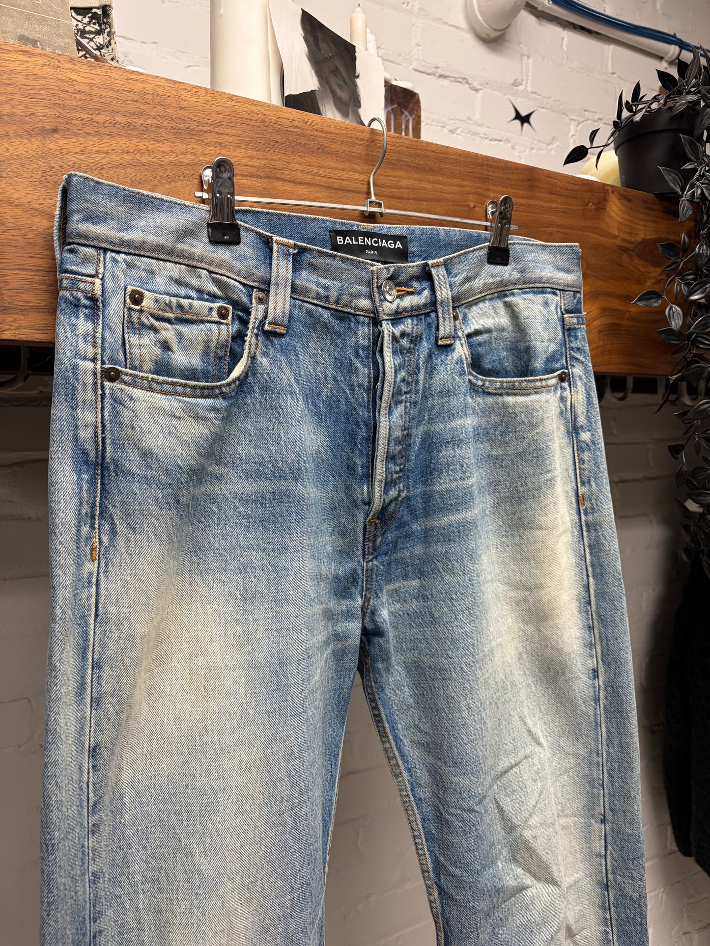 2017 Balenciaga Light Wash Blue Bootcut Denim