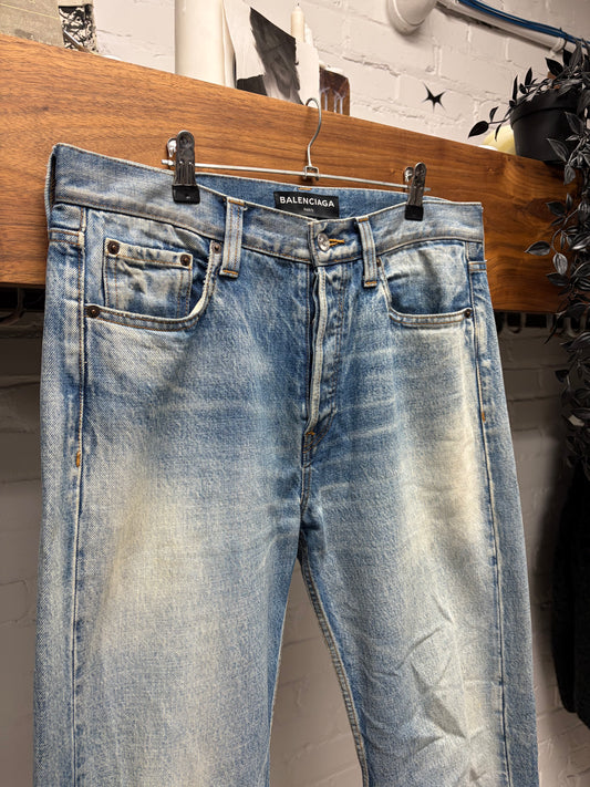 2017 Balenciaga Light Wash Blue Bootcut Denim