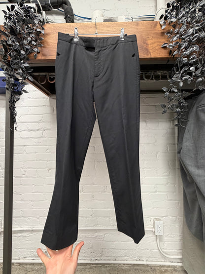 SS2009 Raf Simons Pleated Black Slim Cut Trousers with Pocket Cutout