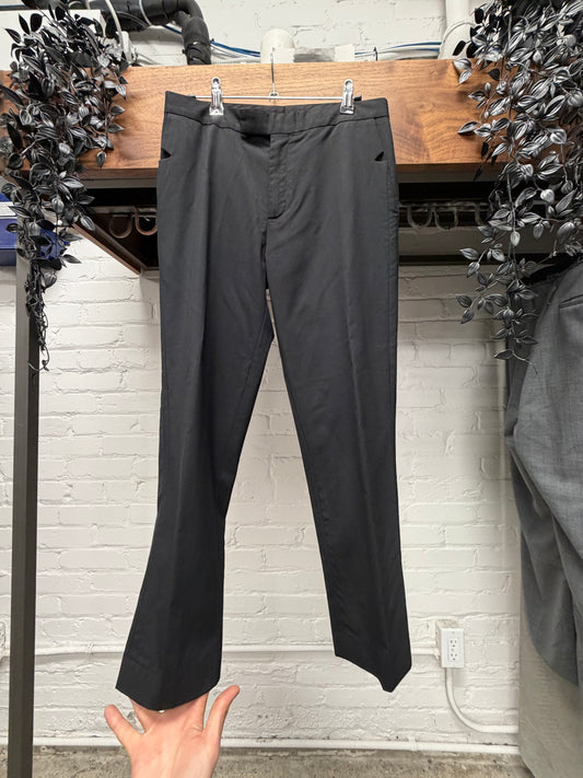 SS2009 Raf Simons Pleated Black Slim Cut Trousers with Pocket Cutout