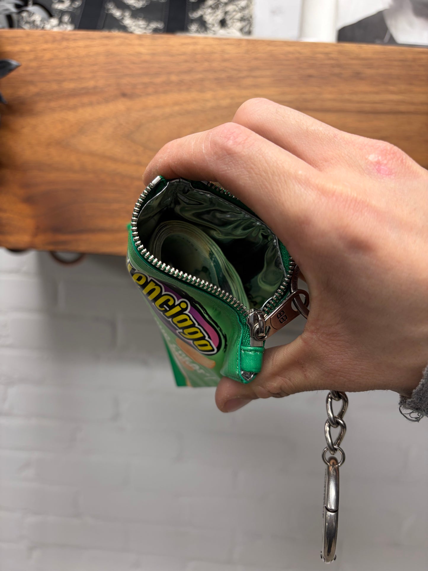 SS2025 Balenciaga ‘Sour Cream & Onion’ Leather Chip Bag Keychain Pouch