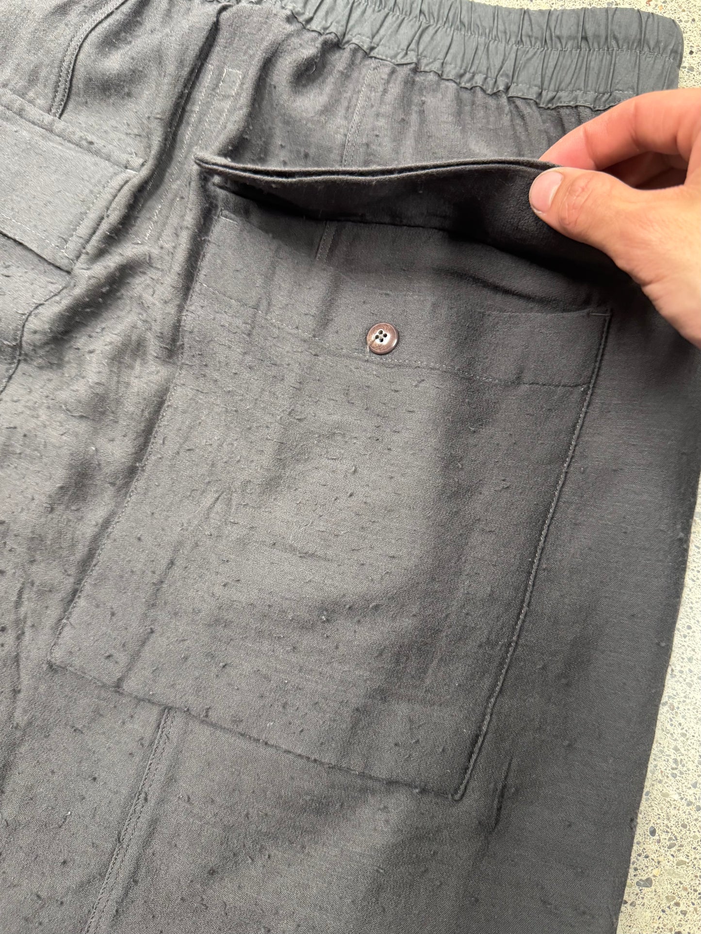 AW2014 Rick Owens ‘Moody’ Mainline Dark Dust Wool ‘Pod’ Shorts