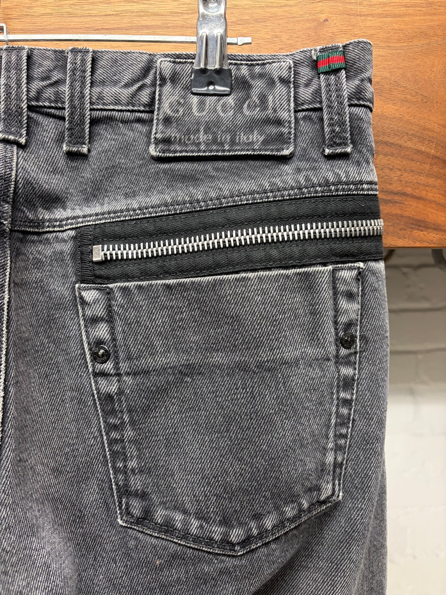 2009 Gucci Low Rise Washed Grey Skinny Jeans