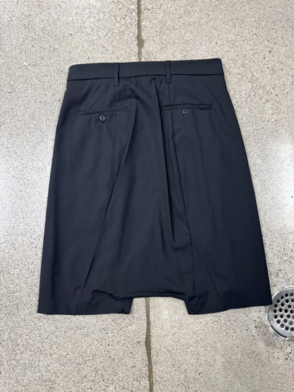 Rick Owens Mainline Pleated Black Pod Trouser Shorts