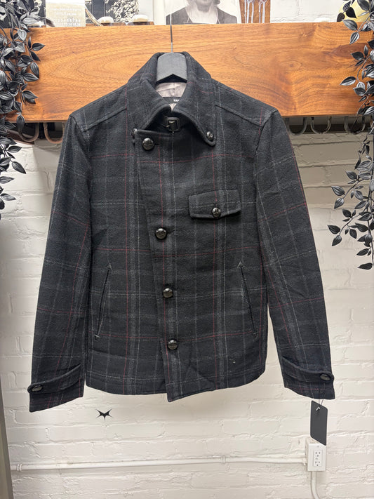 Vintage 90s Katharine Hamnett Tartan Plaid Wool Overcoat