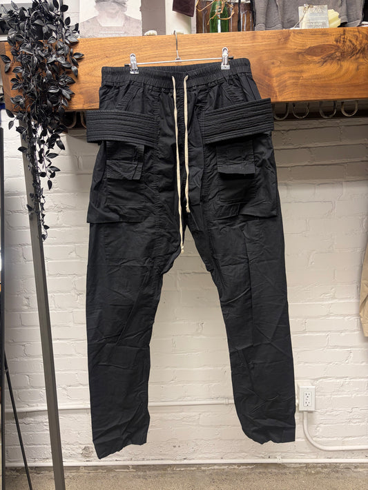 Rick Owens DRKSHDW ‘Creatch’ Black Drawstring Cargo Pants