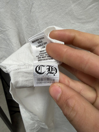 Chrome Hearts ‘Fleur de Lis’ V-Neck White Graphic T-Shirt