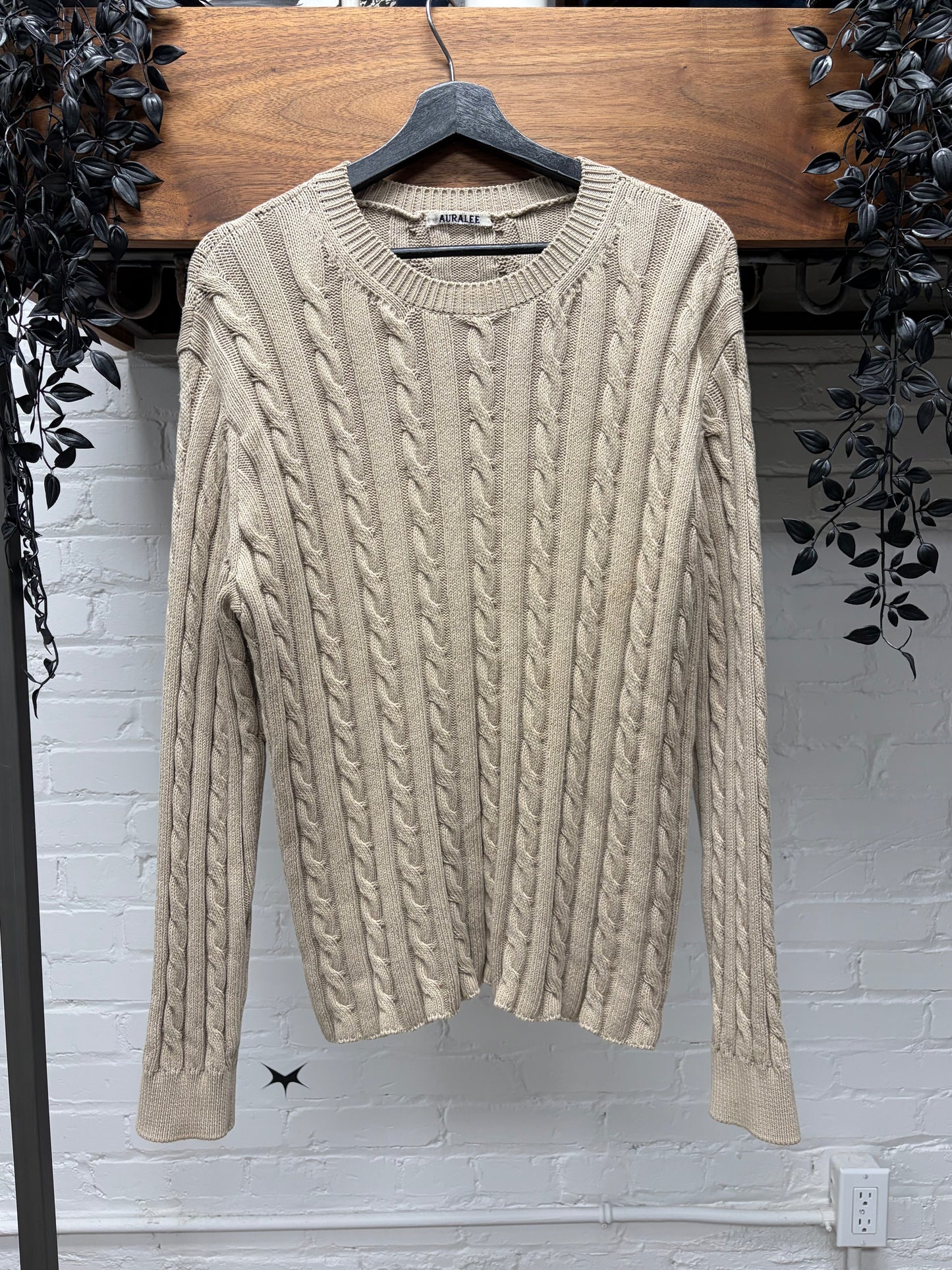 Aura Lee Brown Wool Cable Knit Sweater