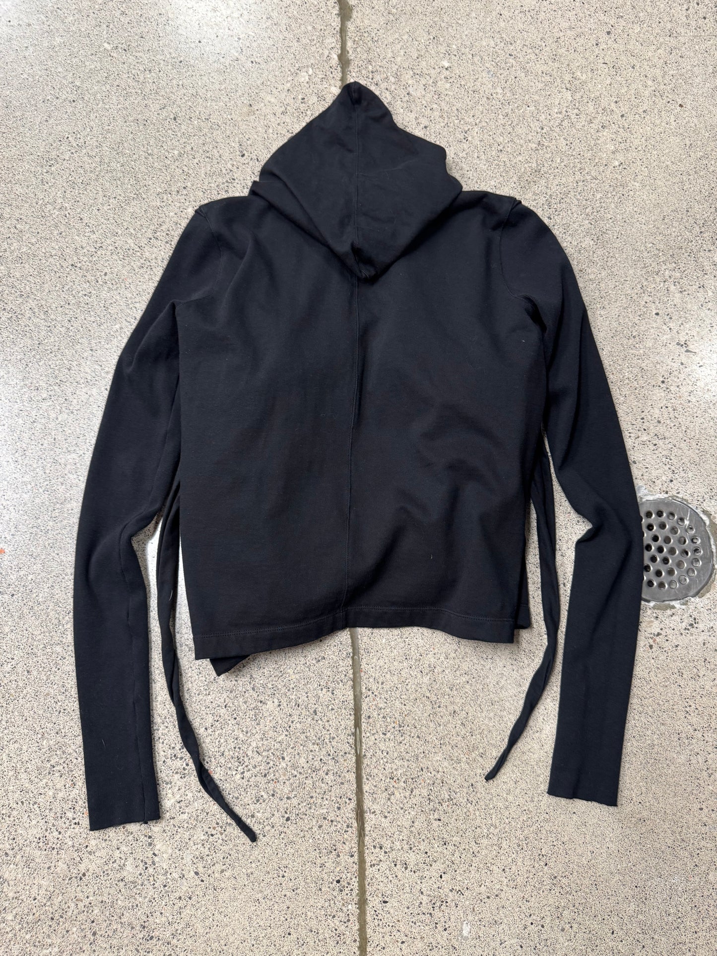 Rick Owens DRKSHDW ‘Wrap’ Black Drawstring Hoodie
