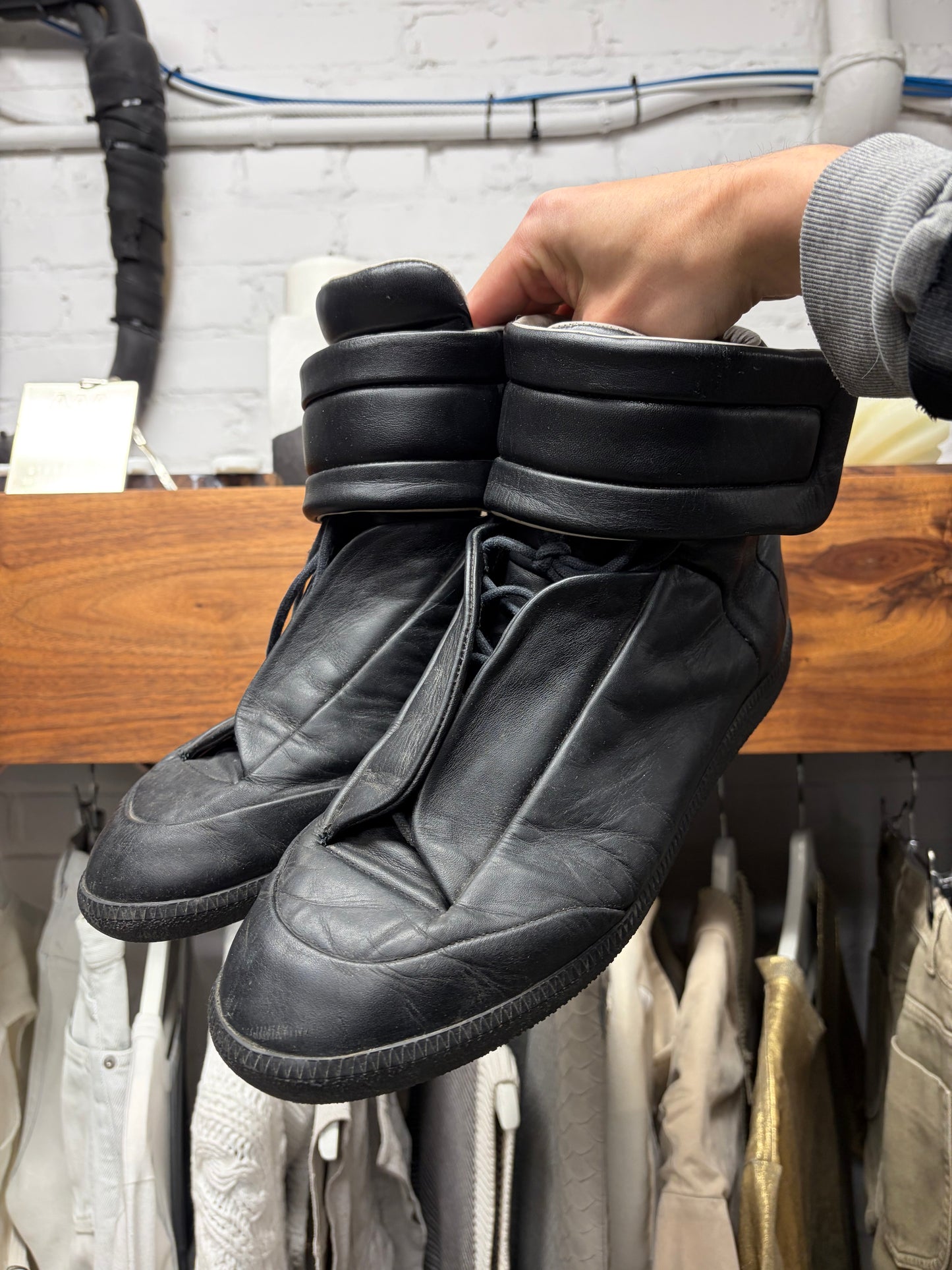 Maison Margiela ‘Future’ Black Leather High Top Sneakers