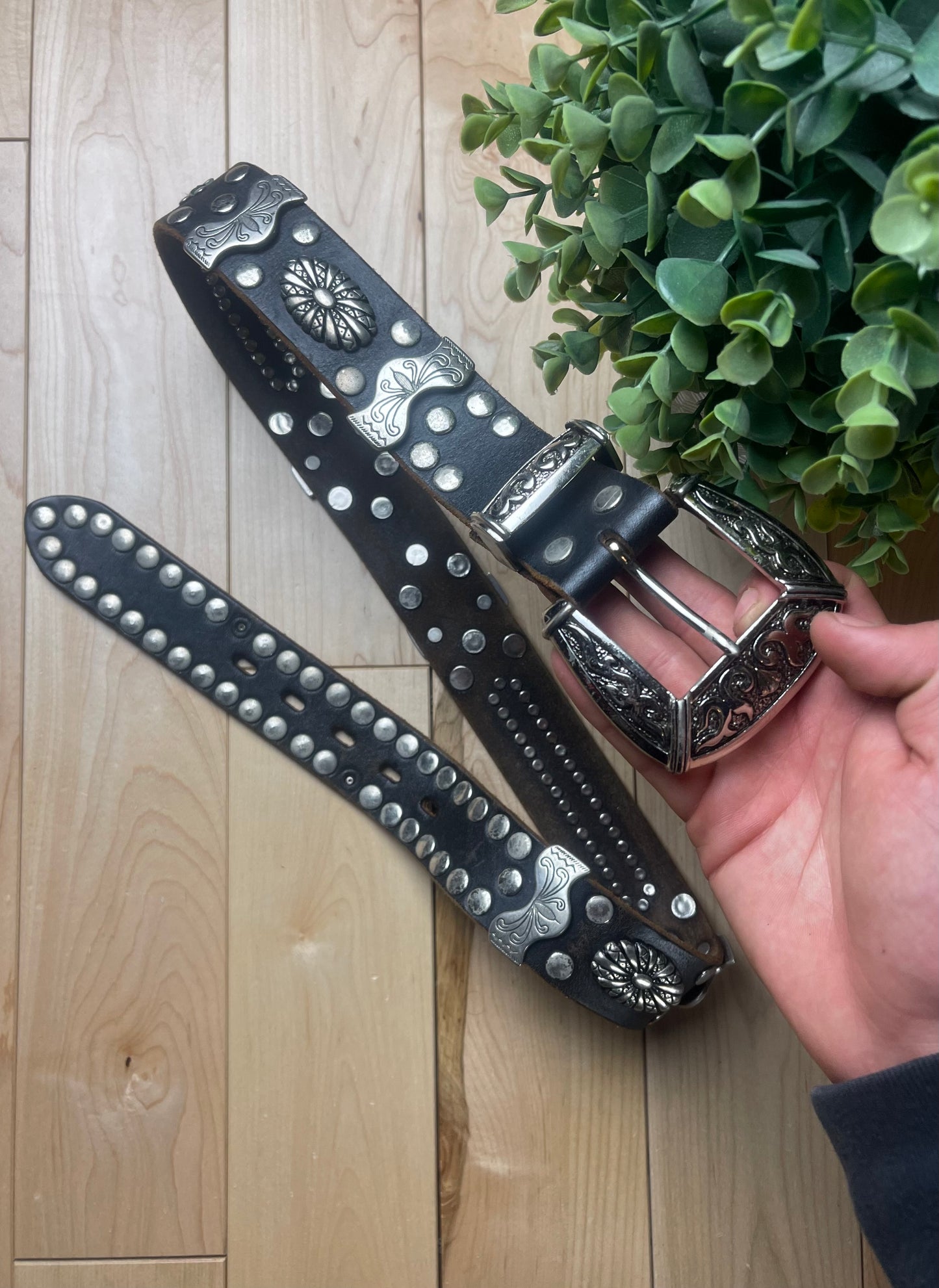 Tornado Mart Studded Black Leather Belt