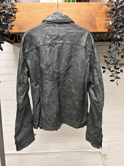 Dolce and Gabbana ‘Mainline’ Black Lambskin Leather Button Snap Jacket
