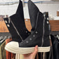 2024 Rick Owens Laceless High Tongue ‘Hollywood’ Black Canvas Sneakers