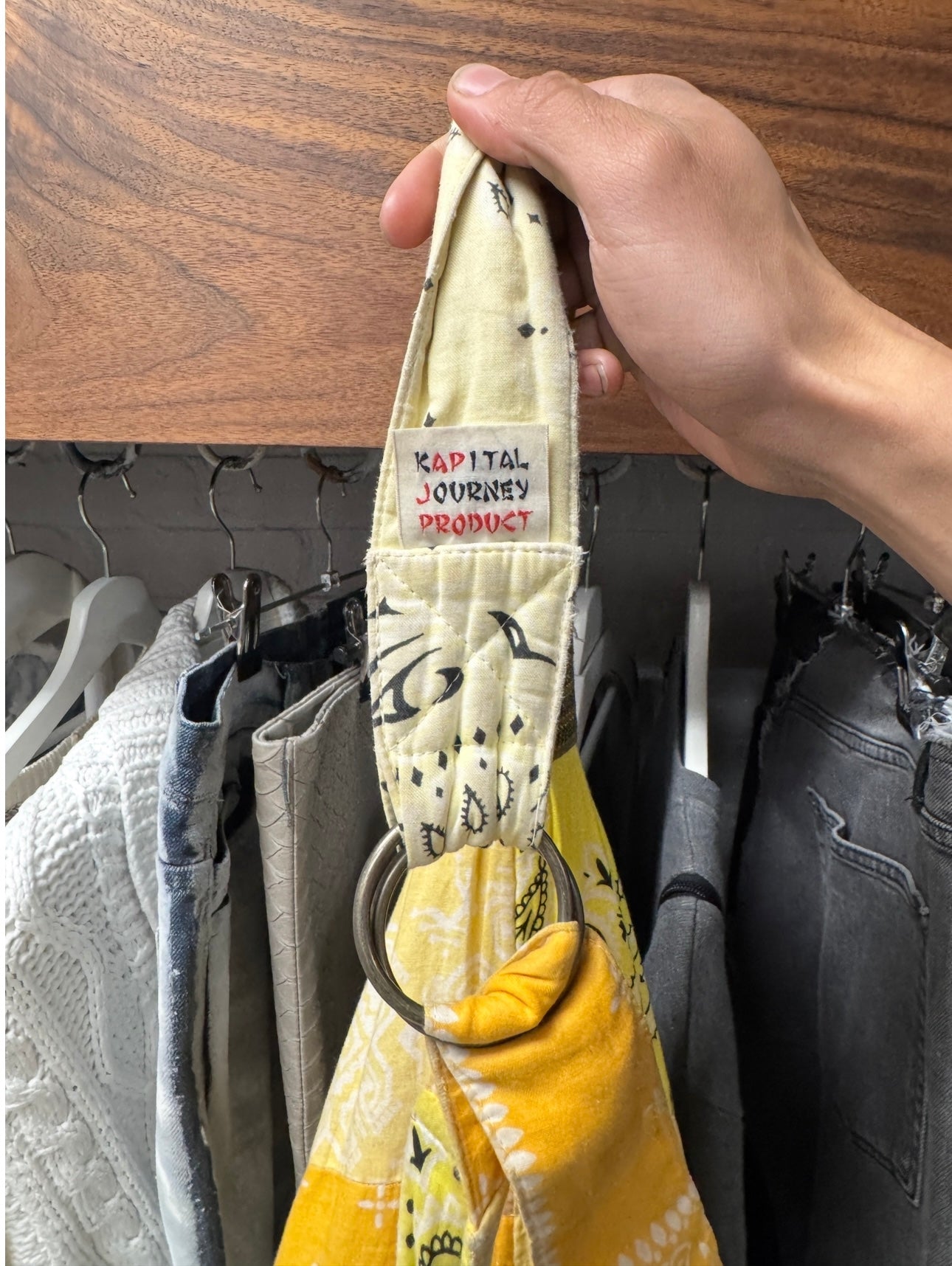 Kapital ‘Snuffkin’ Paisley Yellow Patchwork Bandanna Sling Bag