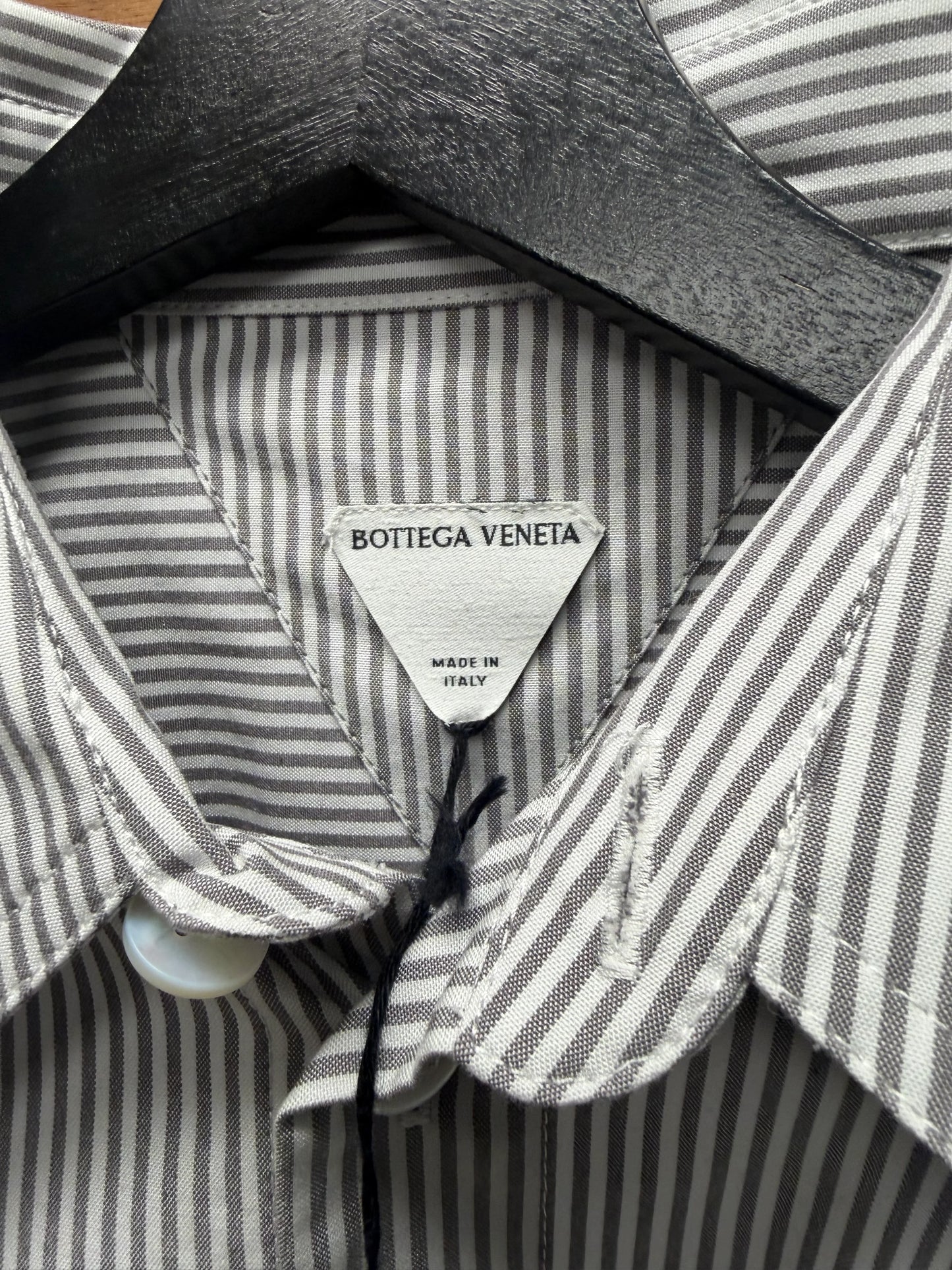 Bottega Veneta Striped Cotton ‘BV’ Minimal Logo Over-shirt