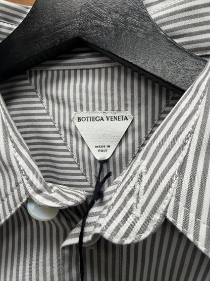 Bottega Veneta Striped Cotton ‘BV’ Minimal Logo Over-shirt