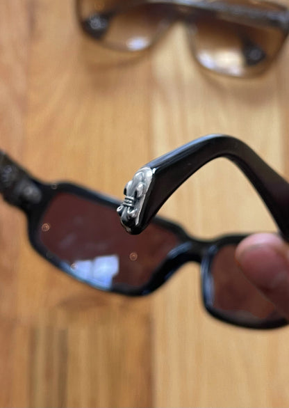 Chrome Hearts ‘Fix’ 925 Silver Cross Logo Purple Tinted Sunglasses.