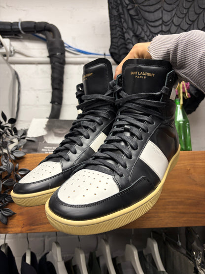 Saint Laurent ‘SL / 10H’ Black/White Leather Court High Top Sneakers