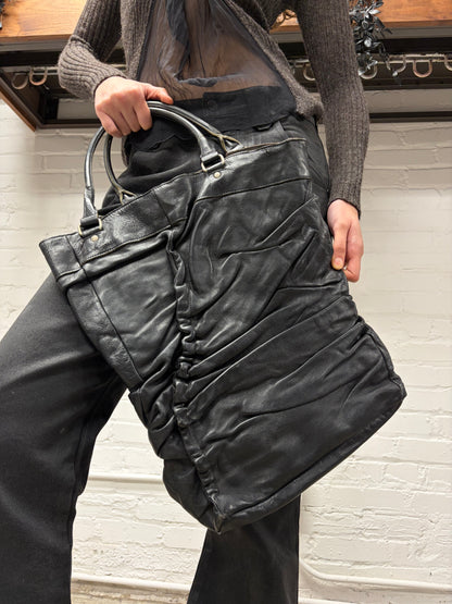 Junya Watanabe ‘Scrunched Leather’ Black Calfskin Tote Bag